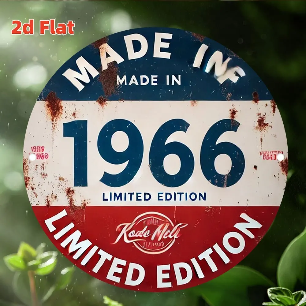 2D Flat, 1pc 1pcs 1pc 1pcs 1pc 1pcs 1pc 1pcs Vintage 1966 Limited Edition Metal Sign - Retro Wall Art Plaque Suitable for Home,