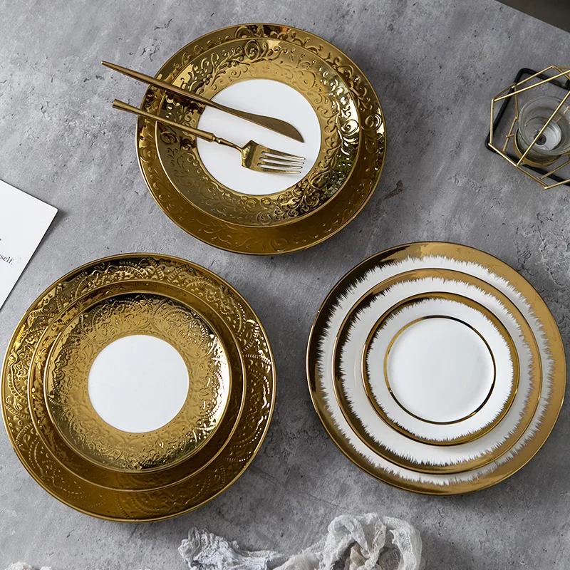 Nordic foreign trade daily household plate disc creative light luxury Phnom Penh ceramic tableware western plate steak plate