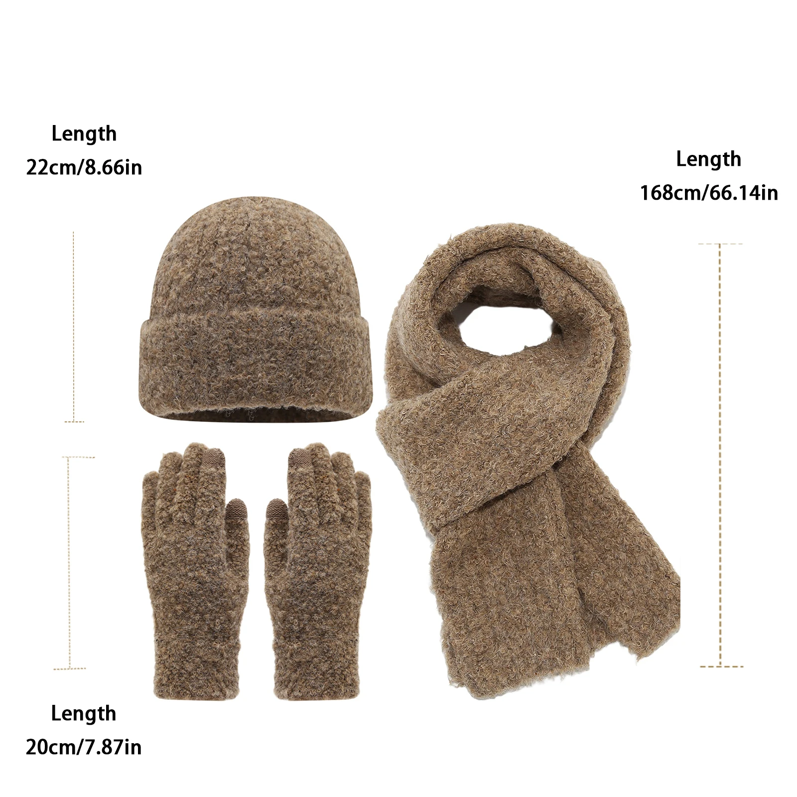 Retro Thickened Unisex Warm Hat Scarf Gloves Set Anti-Cold Men Women Winter Knit 3-Piece Warm Outdoor Cold Accessories