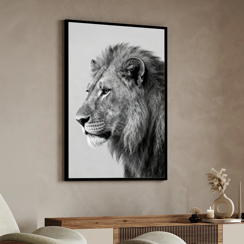 Vintage Panther Lion Leopard Roar Poster Print Black and White Stylish Wall Art Canvas Painting Print for Living Room Home Decor