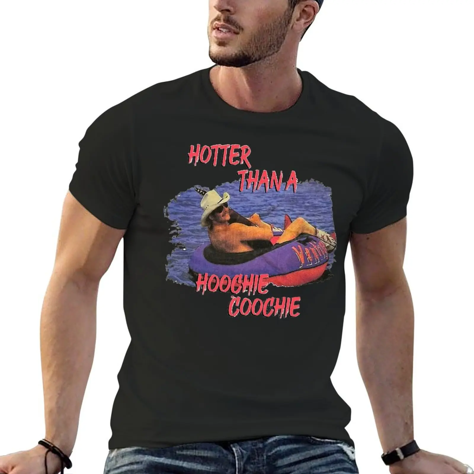 Hotter Than A Hoochie Coochie Of July Tee Humorous Alan Jackson T-Shirt Short sleeve tee summer clothes funny t shirts for men