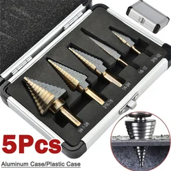 Cobalto Titanium Drill Bit Set, Carbide Broca Cônica, Buraco Cutter Tool, Vários Buracos, Passo perfurador, 50 Tamanhos, 5Pcs