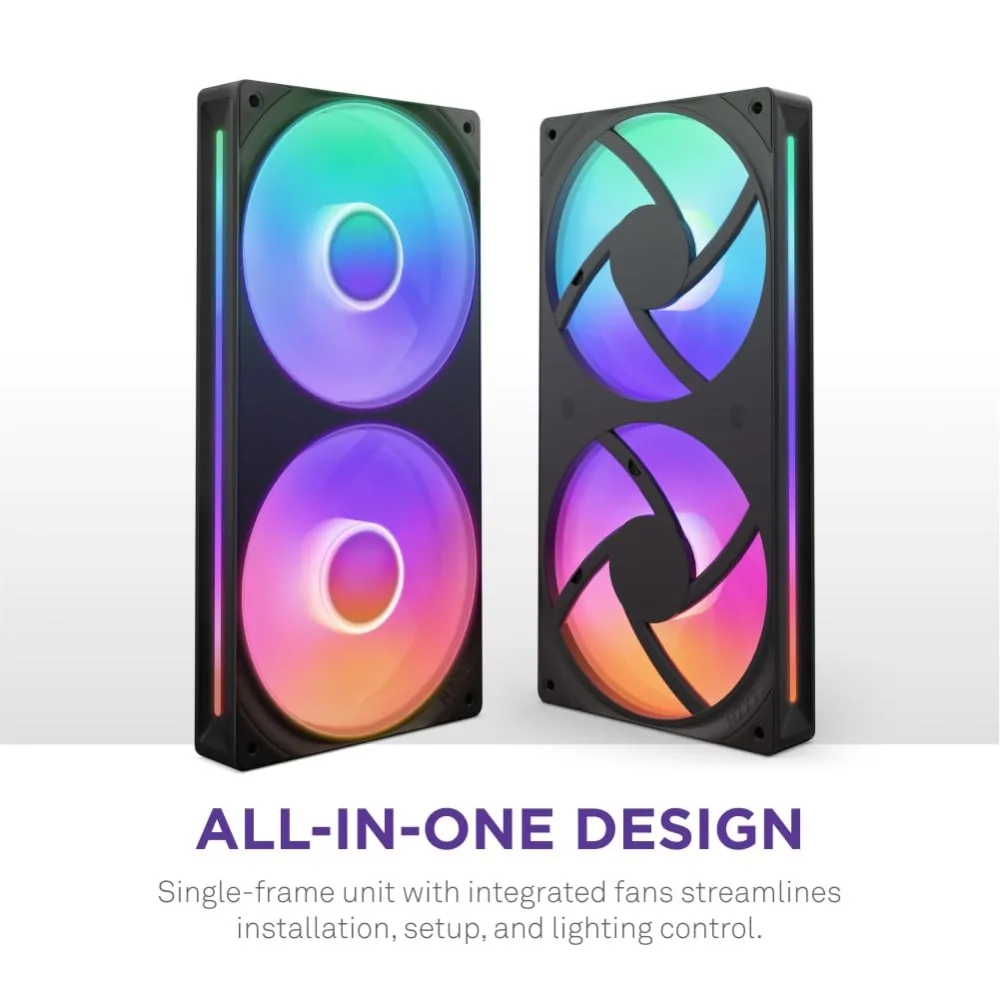 NZXT F240 RGB Core: مشعاع أحادي الإطار 240 مم مع مراوح RGB 2 × 120 مم - سرعة التحكم والإضاءة - الضغط الثابت العالي وAi
