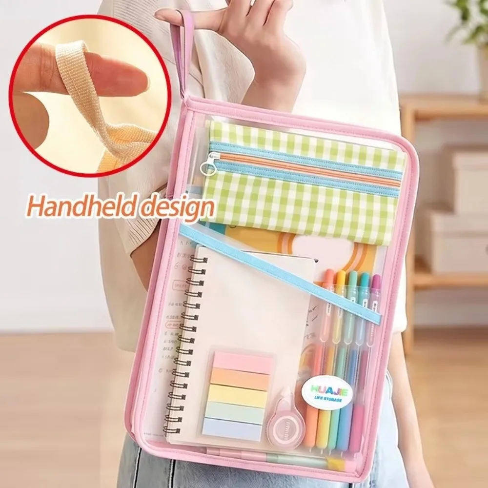 A4 Tutoring Bag L-Shaped with Detachable Pencil Case Tote File Bag Large Opening Large Capacity Test Paper Organizer