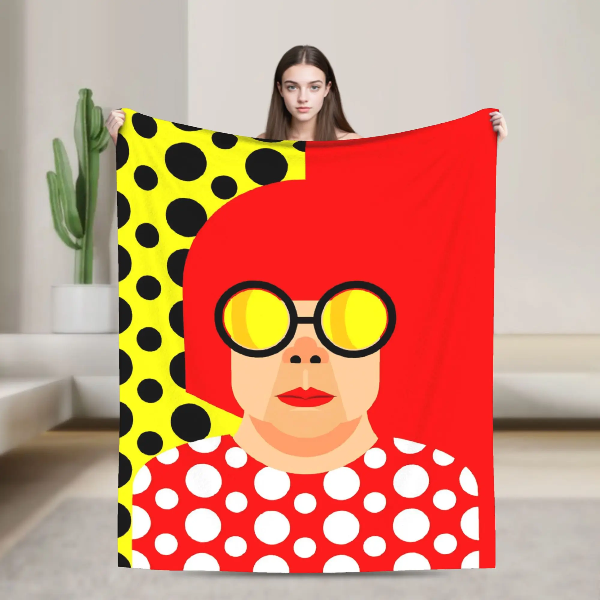 Yayois Kusamas Pop Art Polka Dot Velvet Throw Blankets  Blankets for Home Travel Super Soft Plush Thin Quilt,