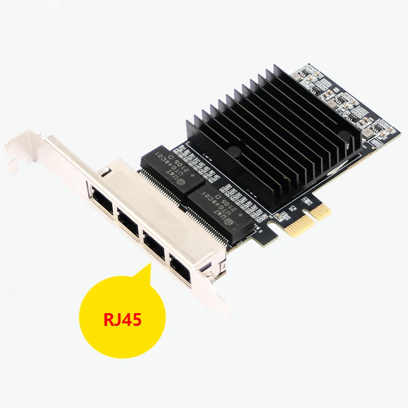Karta sieciowa Intel i82571 Quad Port Gigabit PCI-E - 4x 1Gbps Ethernet Ports, X1 Slot Servers Desktop PCs for Windows/Linux