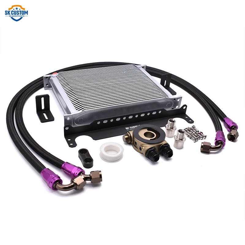 Universal Oil Cooler Kit 30 Row Thermostat Sandwich Plate Adapter British Style Engine   