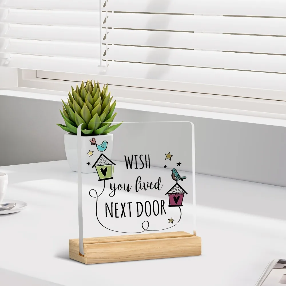 2D Minimalist Style Acrylic Decoration, Hoping You Live Next Door, Suitable for Bedroom and Home Decoration, A Gift for Friends