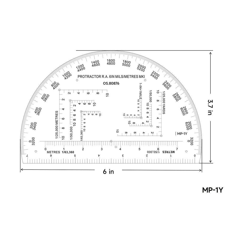 Transparent PP Protractor Coordinate Scale Ruler For G2AB Map Reading Land Navigation Training Surveying Tool