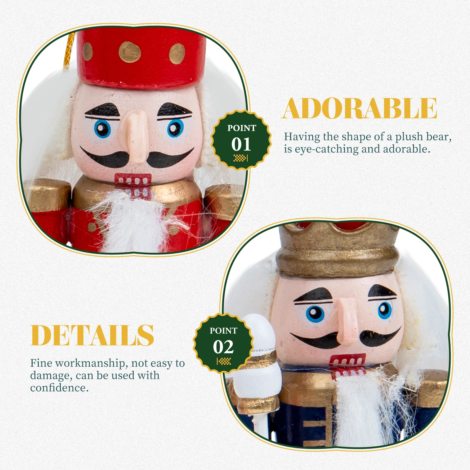

4 Pcs Nutcracker Ornament Figurine Figures The Wood Hanging Xmas Ornaments Festival Small Nutcrackers Decoration Christmas Tree