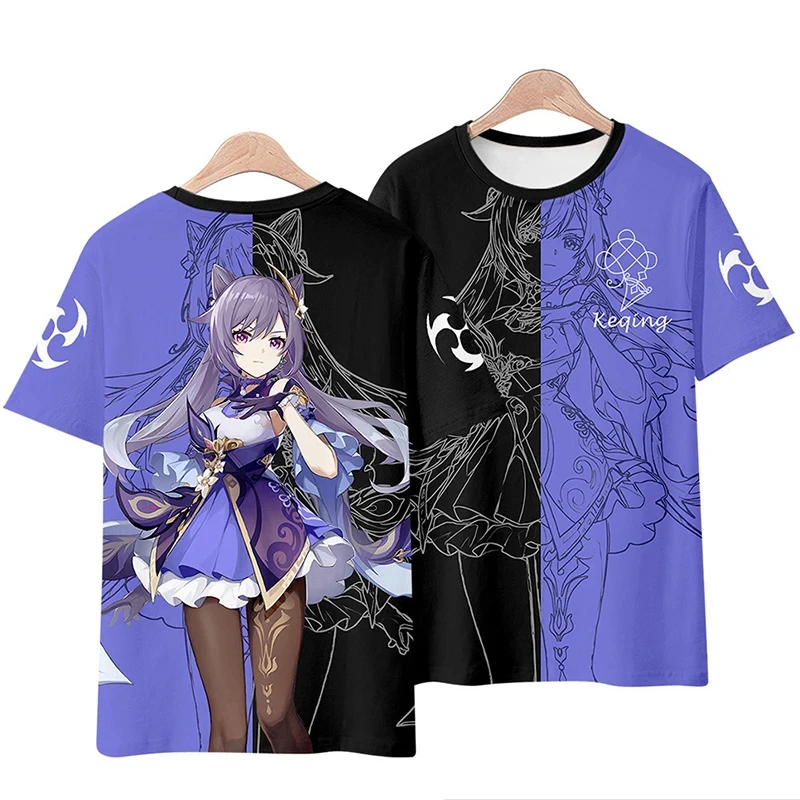 Anime Impact Genshin 3D Print T-Shirt Game Cosplay Cute Streetwear Men Women Tees Y2k Fashion Trend Boy Girls Short sleeve Tops