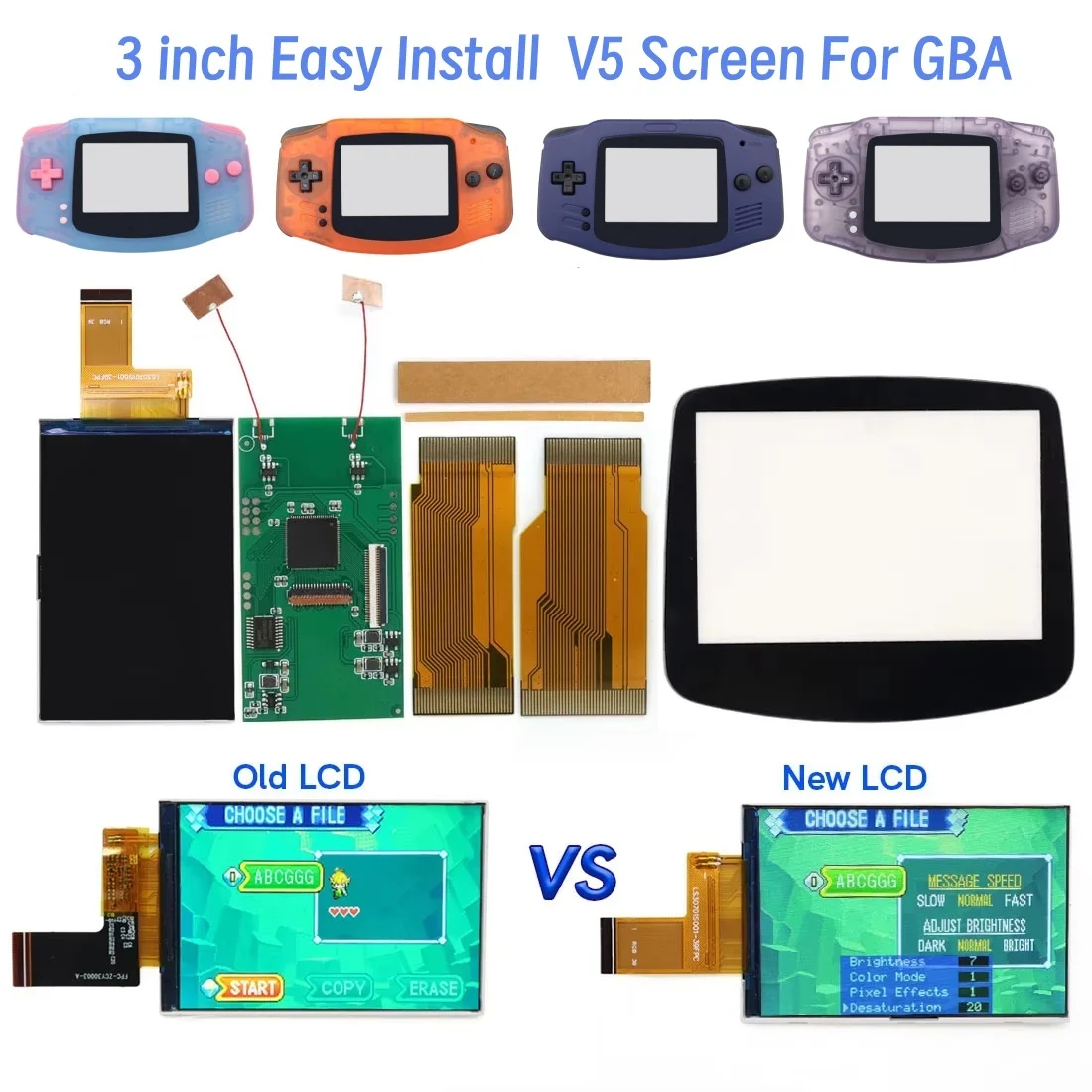 

Hispeedido V5 3,0 "GBA комплекты ЖК-экранов 720*480 подсветка OSD наборы модов замены корпуса для Gameboy Advance простая установка