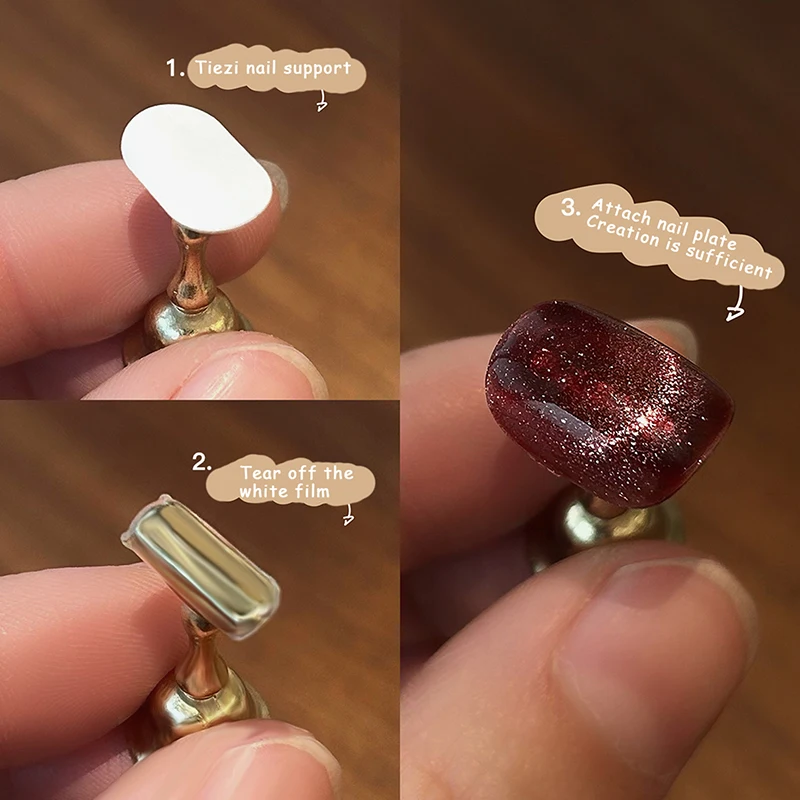 100Pcs White Ellipse Double-Sided Adhesive Tape Manicure Support for Nail Art Display Stand False Nails Work Tools