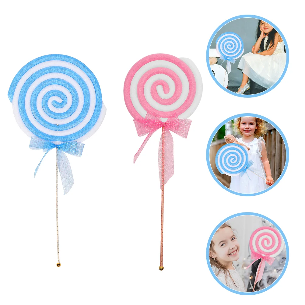 2 Pcs Photo Studio Props Lollipop for Decorate Party Candy Decoration Simulation Food Plastic Large