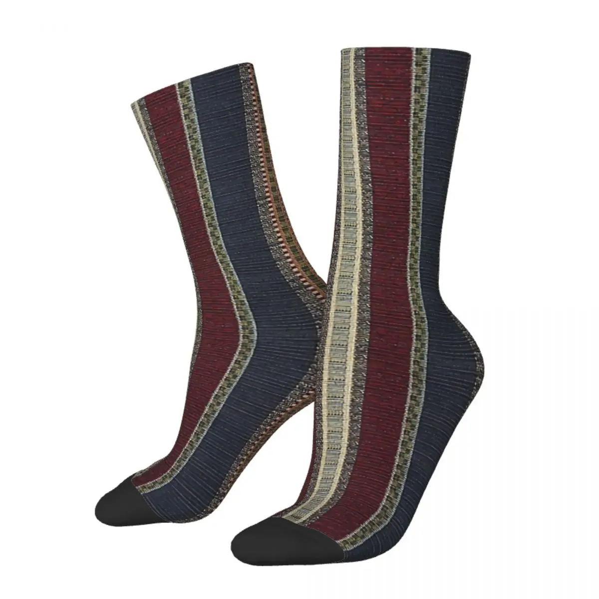 Navy Stripe Burgundy And Dark Blue Country Unisex Bonnet Winter Hiking Happy Socks street style Crazy Socks