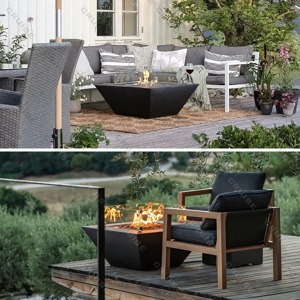 

Outdoor Freestanding Round Fireplace Heater, 800mm Backyard Bonfire Pit, Dual Fuel Wood/Natural Heating Furnace