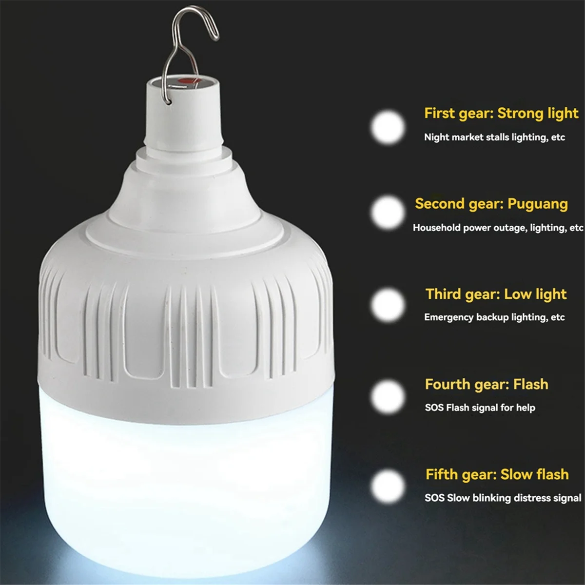 N18r ao ar livre de carregamento usb lâmpada lanterna luz emergência gancho acampamento pesca luz portátil pendurado luz