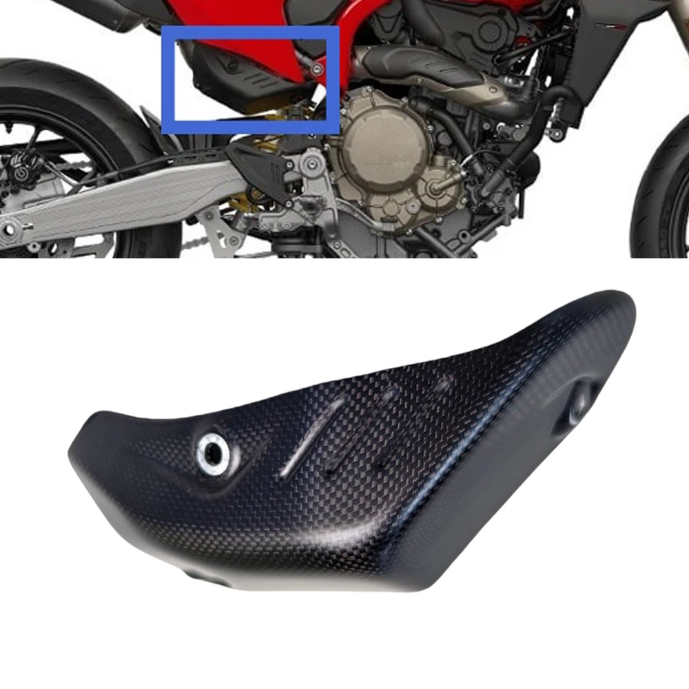For DUCATI Hypermotard 698 Mono RVE 2024 2025 Carbon Fiber Rear Exhaust Hood Coverr Heat Shield Protector Motorcycle Accessories