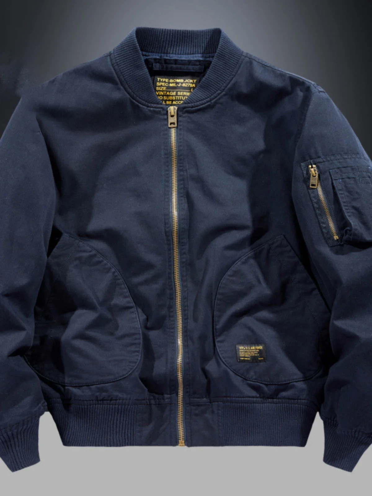 

Men's Outdoor Windproof Pilot Jaet American Retro Military Sle Baseball Collar Zipper Decorated Loose Fit Polyester Youth...