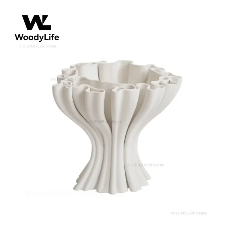 Ceramic Ornaments Abstract Geometry White Ceramic Vase Flower Arrangement Accessories Irregular Petals Coral Shapes Ornaments