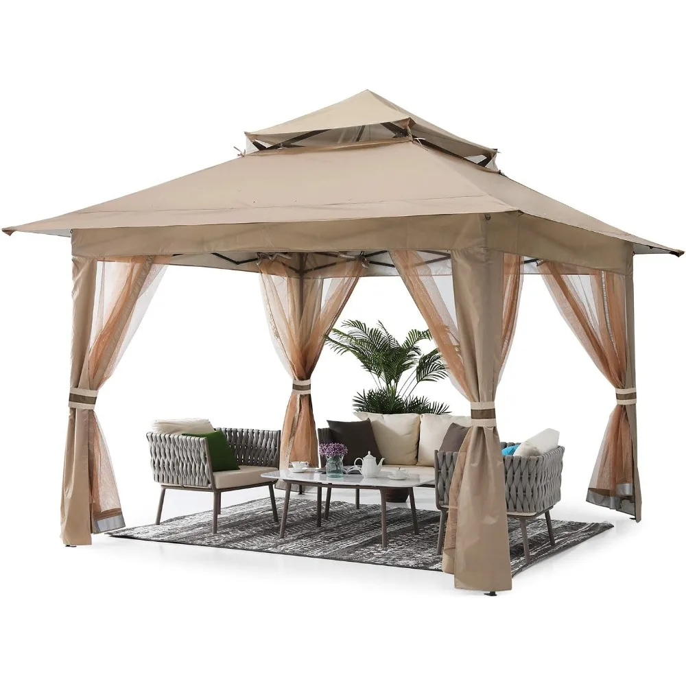 

Outdoor Canopy Tent with Mosquito Netting, Pop Up Gazebo, Patio Garden Backyard, Shelter Awnings, Free Shipping, 13x13