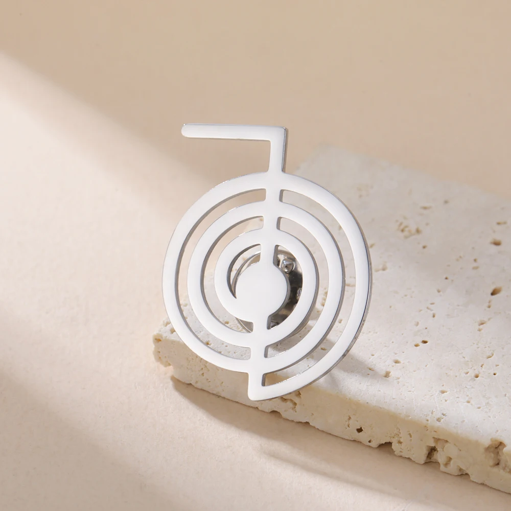 Dawapara Cho Ku Rei Brosche Pins Heilung Symbol Yoga Spiritueller Schmuck Reiki Chokurei Heilige Geometrie Edelstahl Zubehör – Detail 10