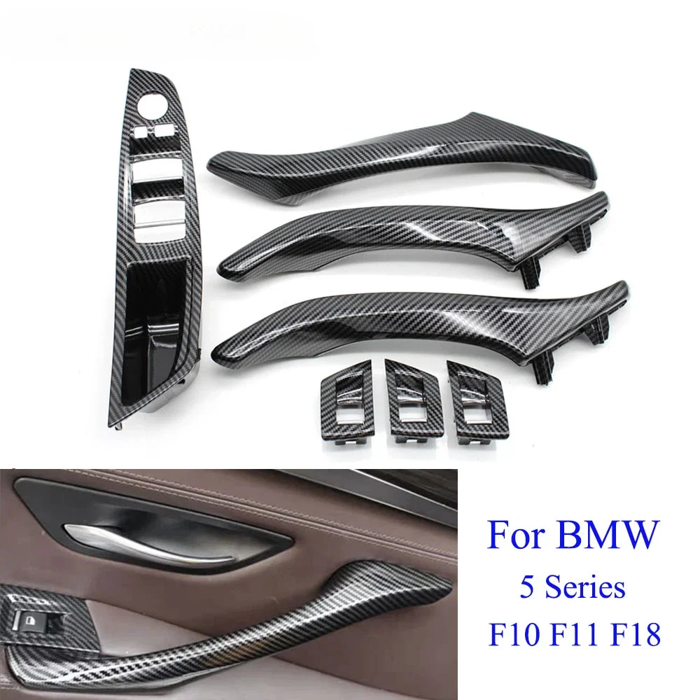 LHD RHD Interior Carbon Fiber Armrest Panel Door Pull Handle Cover Assembly Trim Set For BMW 5 Series F10 F11 520i 523i 525i 528