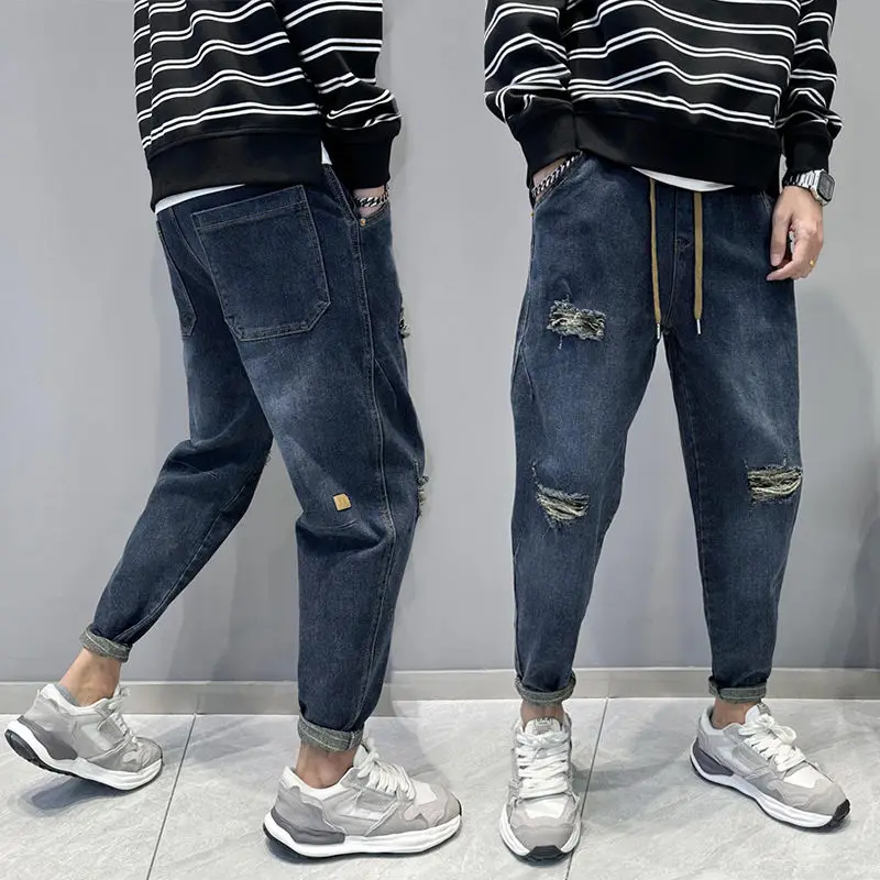 Pantalon en denim vintage pour hommes, Jeans Boyfriend, Vêtements de luxe coréens, Pantalon Harem, Punk, Streetwear, Printemps, Automne, 2024