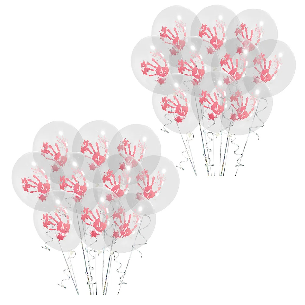 

10Pcs 12 Inch Transparent Blood Fingermarks Latex Balloons Halloween Party Decor Reusable Hanging Ceiling 12 Inch Balloon