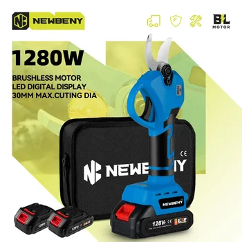 NEWBENY 브러시리스 전기 전정 가위, 효율적인 무선 과일 나무 분재 전정 도구, Makita 18V 배터리, 30mm 