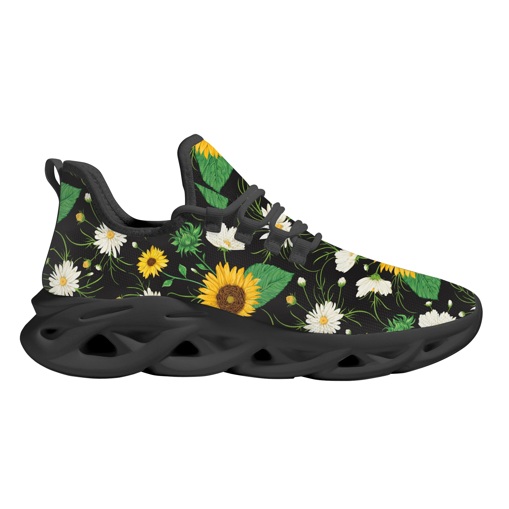 INSTANTARTS Sunflower Daisy Flower Print Casual Flat Shoes 2022 New Sport Running Sneaker Non-slip Durable Bottom Teenager Girl