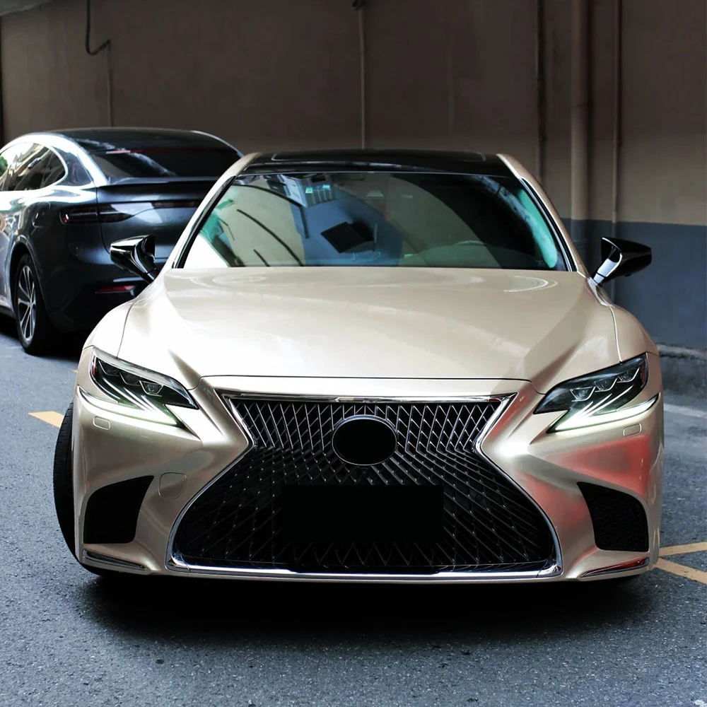 Hellbeige Metallic Autoaufkleber Farbwechsel Vinylfolie PET Blase Kostenlose Verpackung Autozubehör Auto Selbstklebende Aufkleber