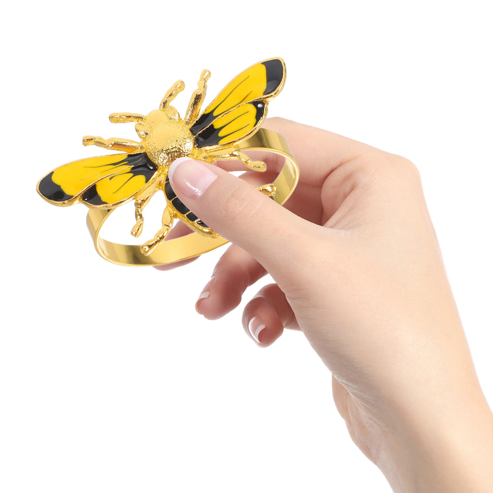 

4 pcs Bee Napkin Rings Boho Zinc Alloy Animal Bumblebee Serviette Holder Cloth Napkins Fancy Rustic Festive Table Decor