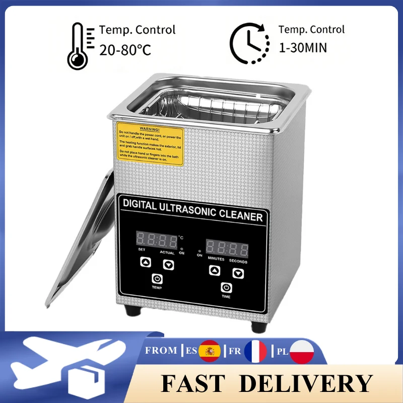 2L Ultraschallreiniger aus Edelstahl, tragbare Reinigungs- und Waschmaschine, digitales Ultraschall-Haushaltsgerät für Brillen und Schmuck