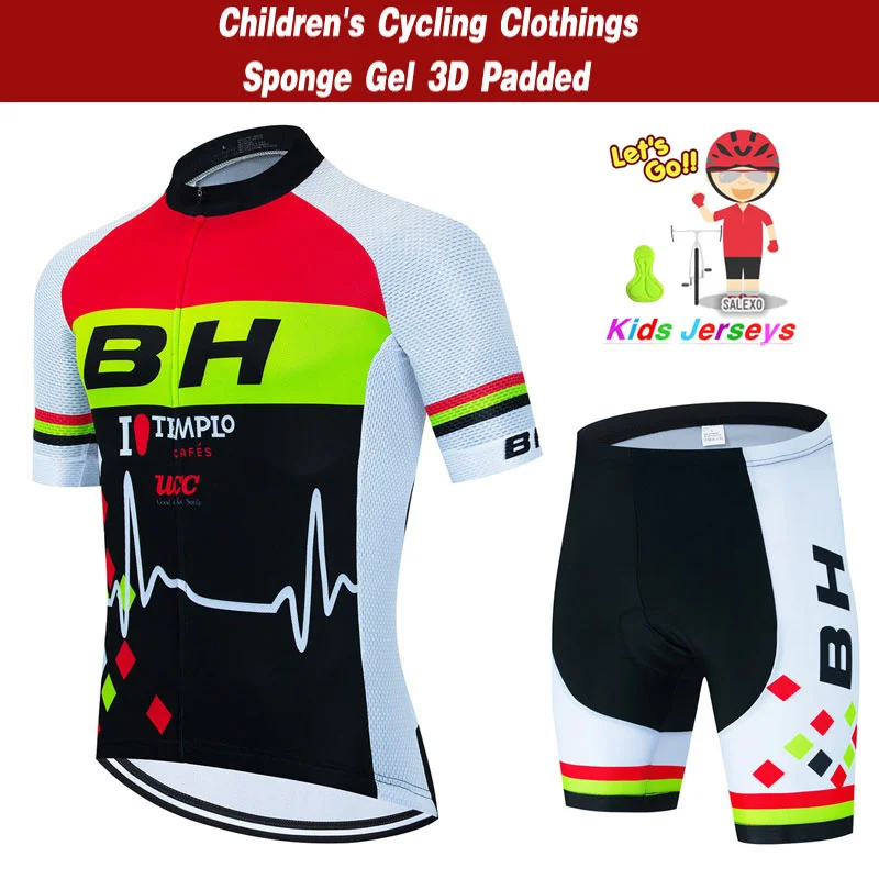 2024 Kids BH Cycling Clothing Summer Children Bicycle Wear Short Sleeve Jersey with Shorts Sets Boys Girls MTB Road Bike Suits