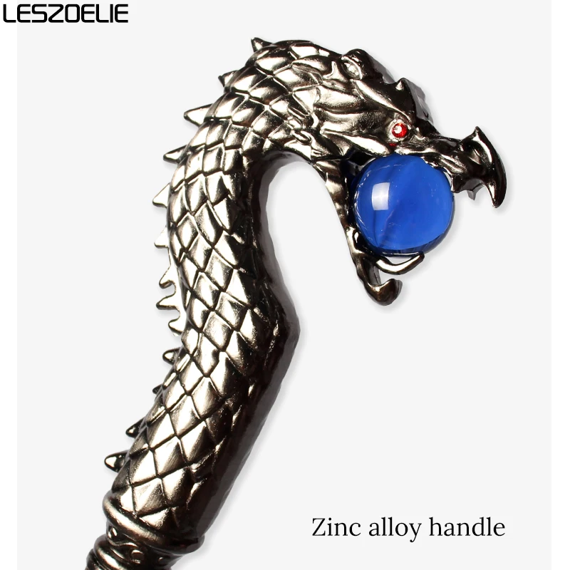 Bastón de cabeza de dragón de lujo para hombre con bola de cristal azul real, bastones de moda, palos decorativos para fiesta para mujer, diseño Vintage