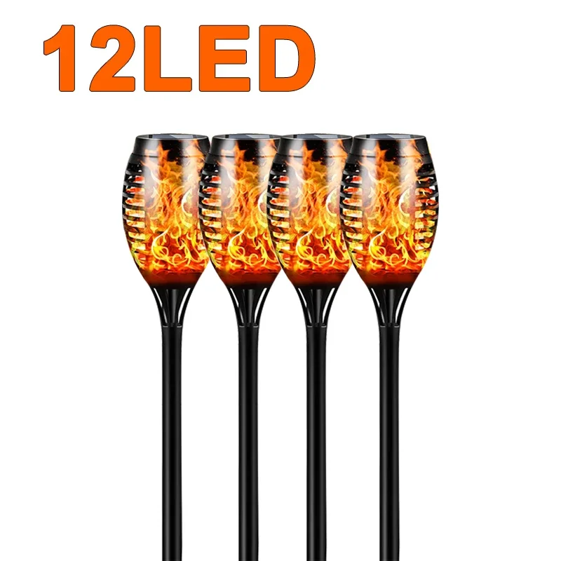 12/33/96LEDs Solar Flame Zaklamp Flikkeren Licht Waterdichte Tuin Decoratie Outdoor Gazon Pad Yard Patio vloerlamp