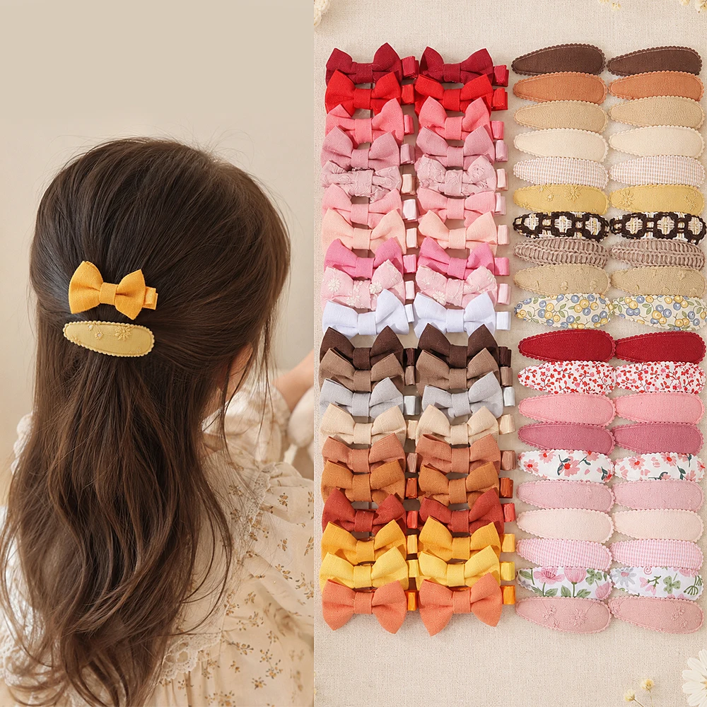40PCS/Set Fabric Bow BB Clip Children's Party Outfit Fashionable Cute Princess Girl Hair Clip Teenage Girl Hair Accessory Gift
