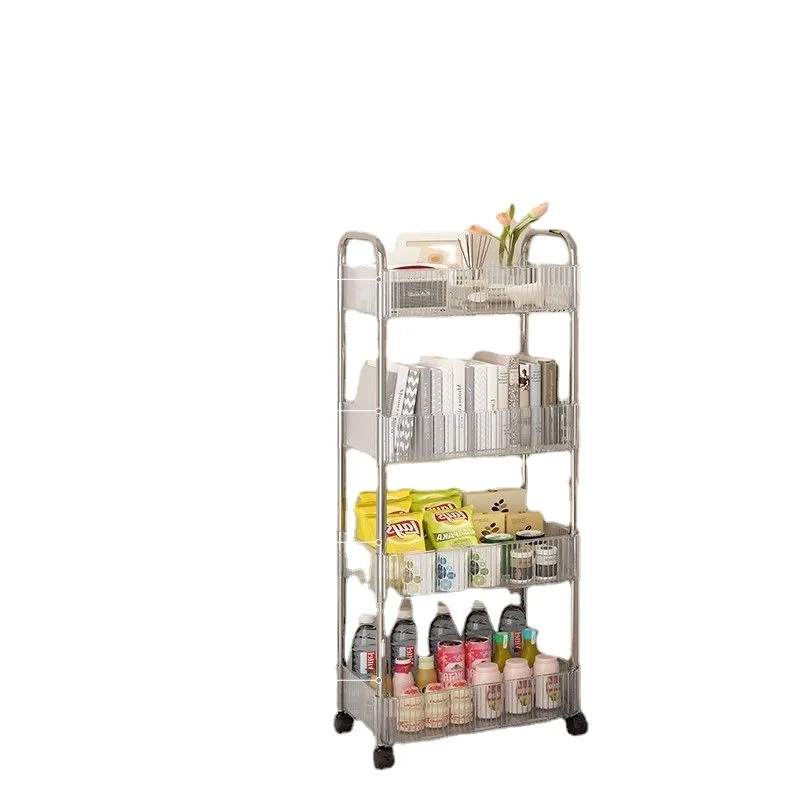 

Shelf storage rack Floor-to-ceiling mobile trolley Home living room Toys Snacks storage cabinet