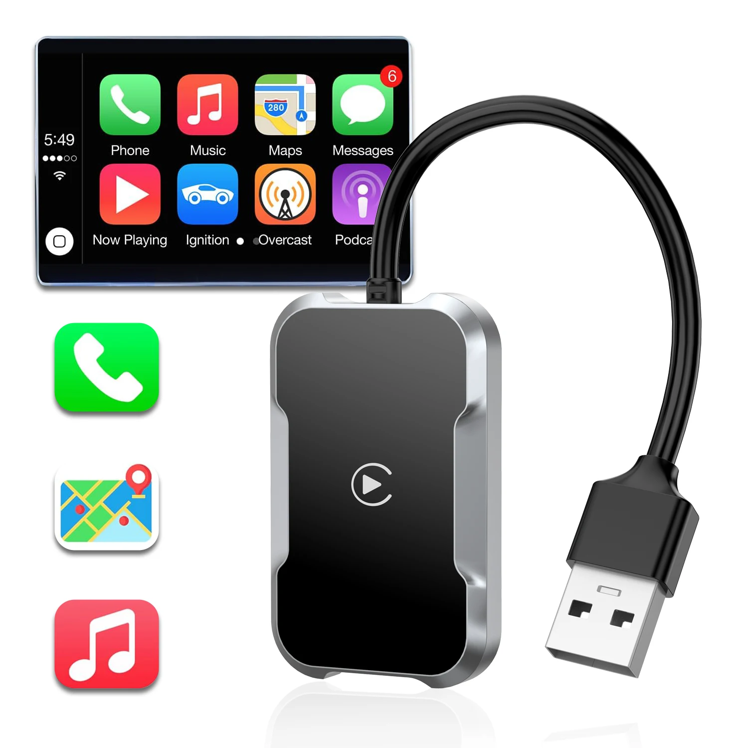 New Wireless Carplay Car Connectivity Box Smart Wireless Box Plug and Play Automatic Bluetooth 5.0 Connection 5.8GHz wifi