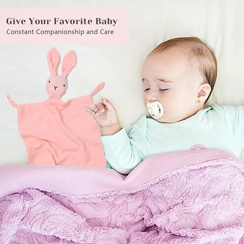 Loveys for Babies Personalized Muslin Lovey Blanket Custom Embroidered Baby Security Blanket Bunny Comforter with Name,A