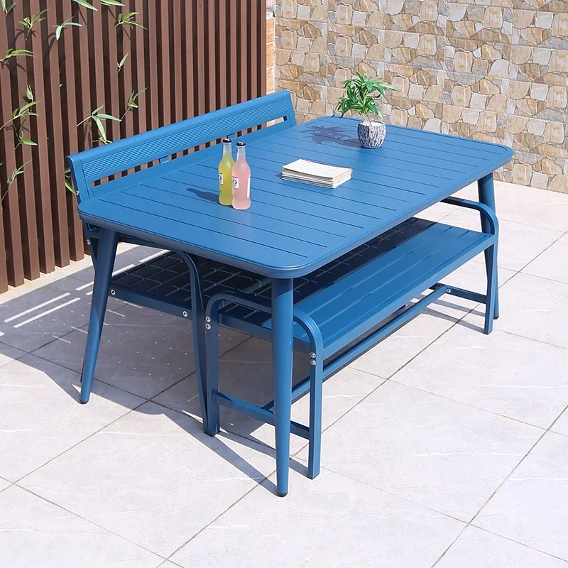 Open-air balcony Leisure and commercial waterproof and sunscreen aluminum alloy three-piece set Table and chair combination