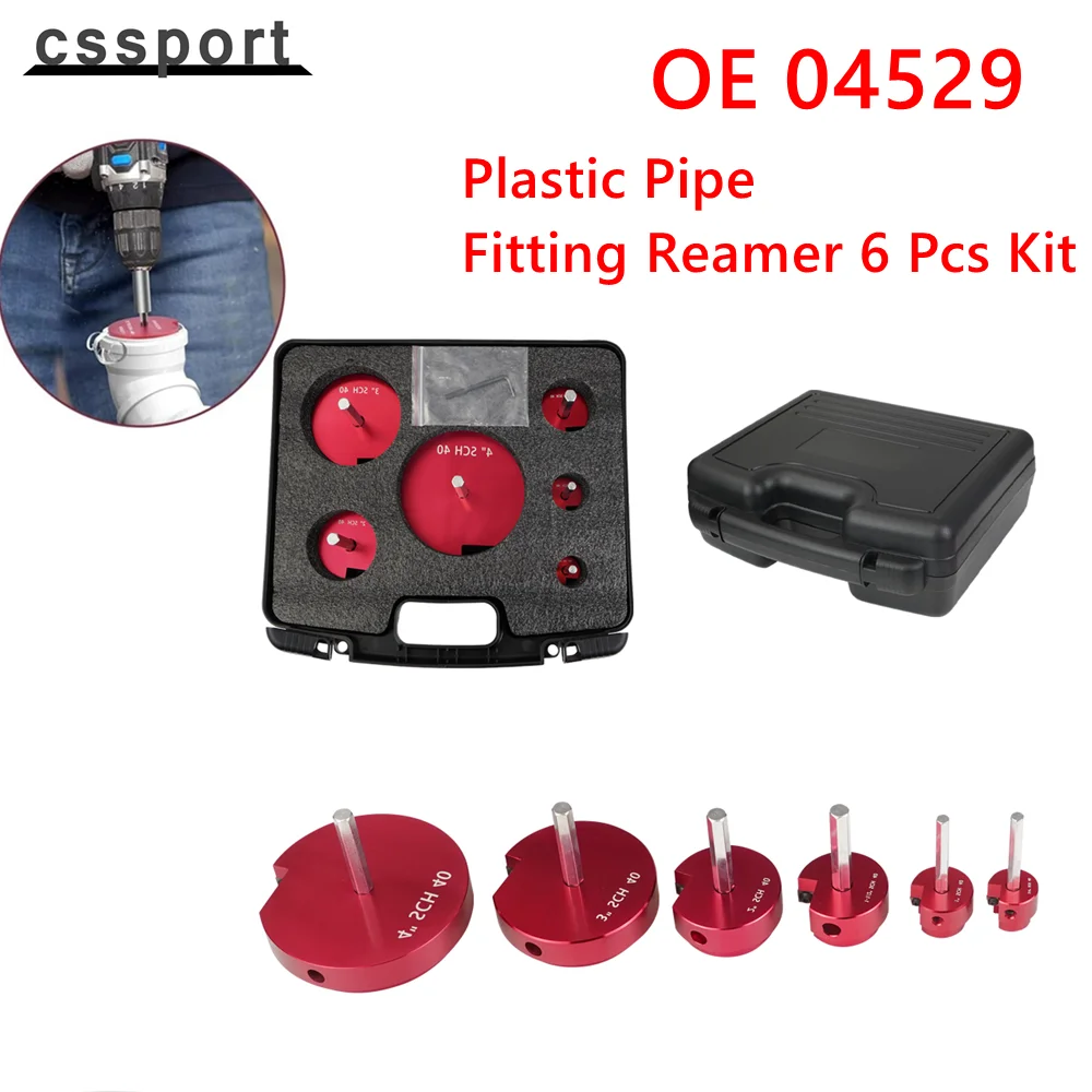 

Plastic Pipe Fitting Reamer 6 Piece Kit For into Standard 1/2" Drills PVC Pipe Reamer Tool PPR75/100/150/200/300/400