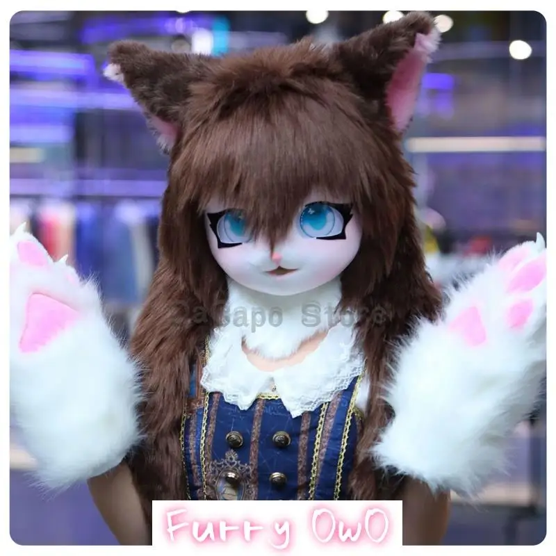 Fursuit Kigurumi Headsets Furry Cosplay Costumes Comiket Furries Rubbit Doll Cat Comiket Furries Doll Kawaii Furry Mask Animal