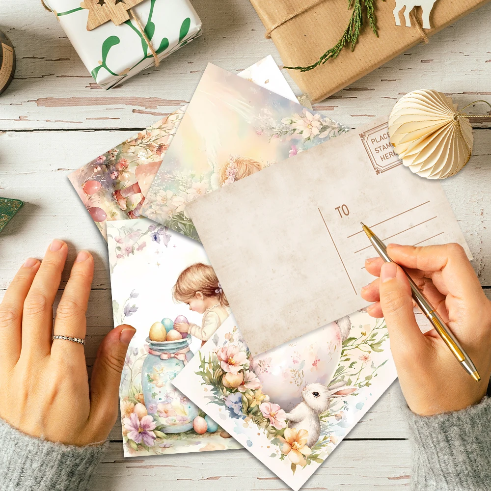 32 piezas, postales de Pascua, rústicos, pegatinas de pared, tarjetas de correo, tarjetas de felicitación, postales DIY, postales de recuerdo, decoraciones