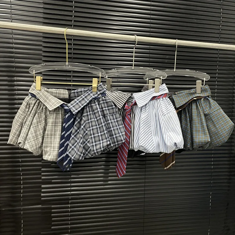 WTHT موضة جديدة للمرأة تقسم التباين اللون منقوشة التنانير الصغيرة 2025 الصيف العصرية عالية الخصر ألف خط تنورة الإناث 1LS2376