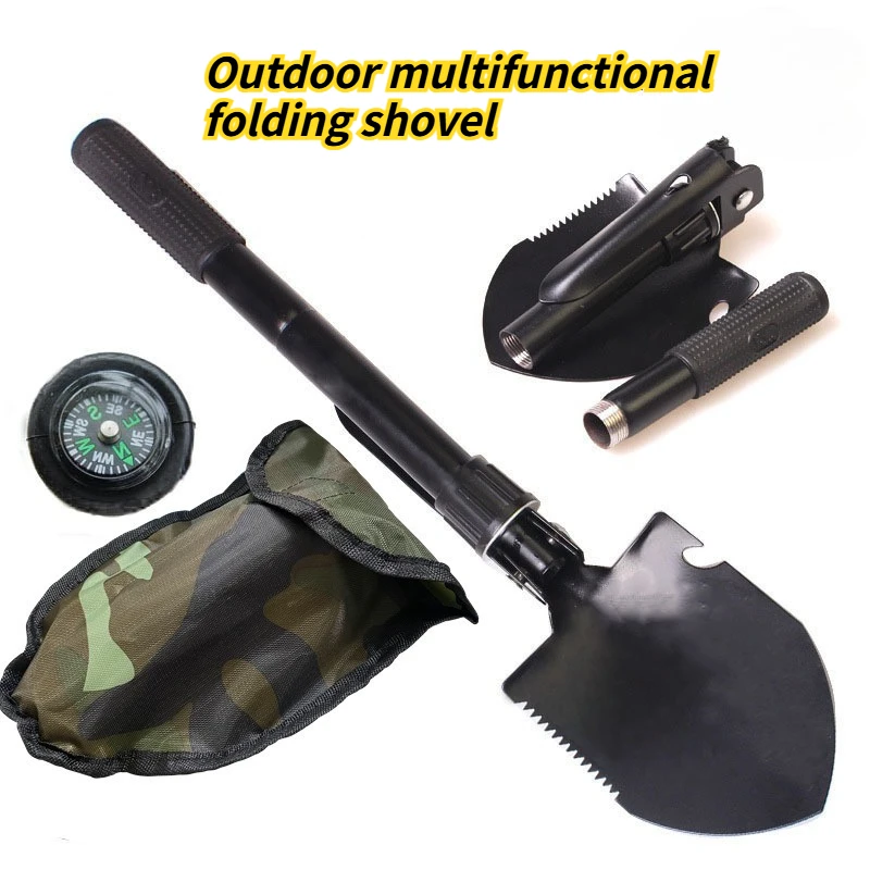 

Outdoor Multi-function Stainless Steel Folding Four in One Shovel Portable Camping Hiking EDC Gadget