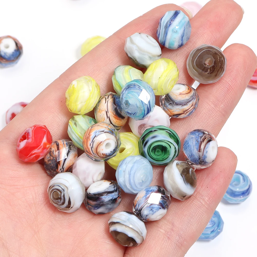 10 teile/los Farbe Lampwork Abakus Perlen facettierte Spacer Glas Perle für Perlen Schmuck machen Ergebnisse DIY Charms Armband Halskette