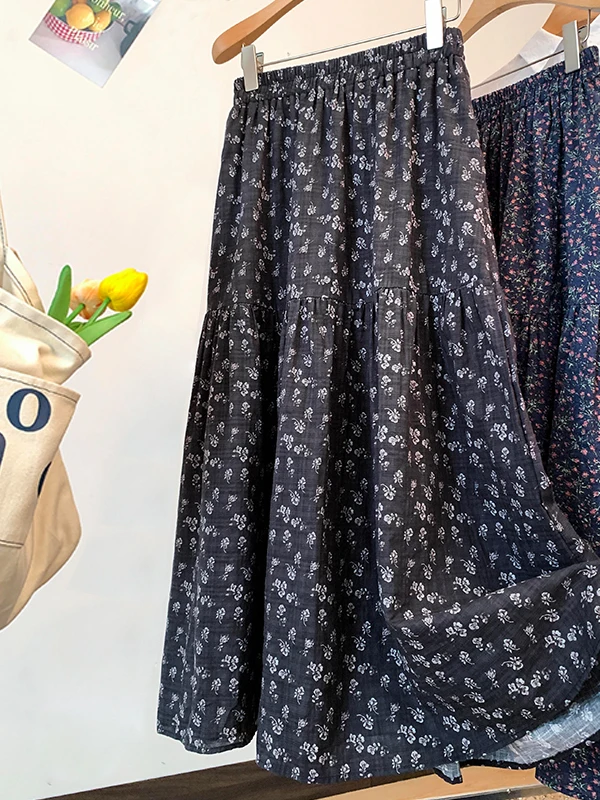 

Floral Casual A-Line Midi Skirt with Artistic Slimming Half-length Skirts Commute Style And Pear Body Type