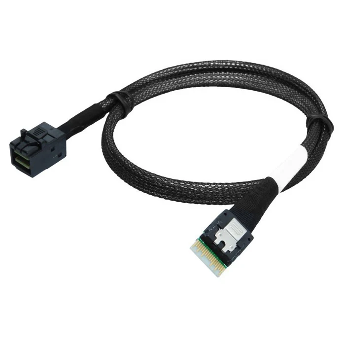 50cm Slim Line SAS 4.0 SFF-8654 4i 38pin Host to HD Mini SAS 4i SFF-8643 36pin Target Cable